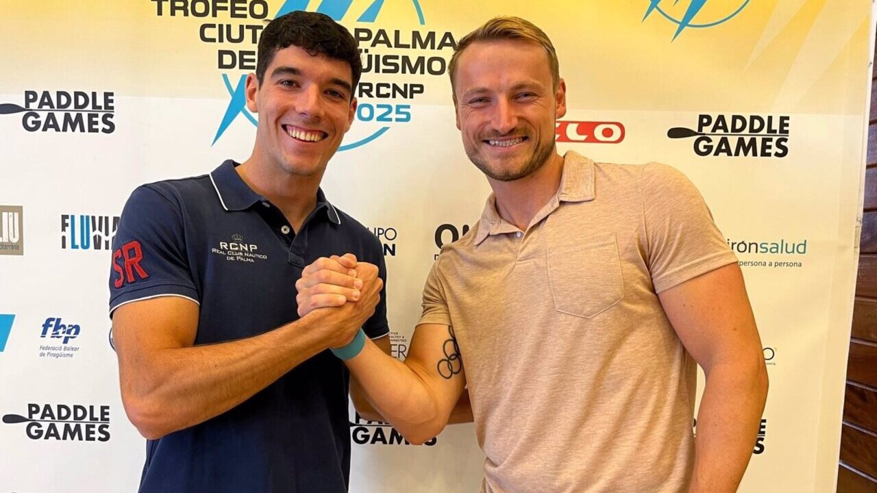 Marcus Cooper y &Aacute;lex Graneri en la presentaci&oacute;n del Trofeo Ciutat de Palma de Pirag&uuml;ismo