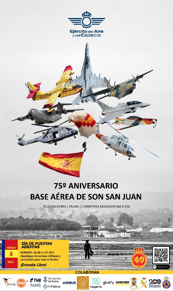 Aviones y helicópteros en el 75 aniversario de la base aérea de Son San Juan