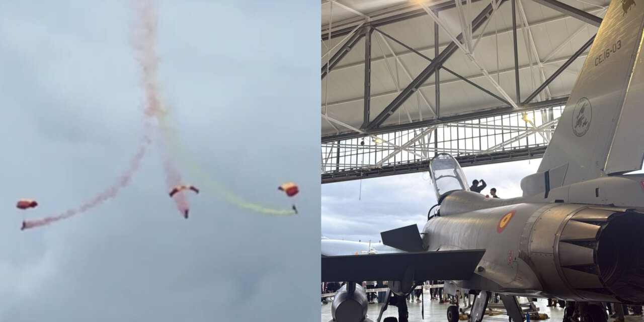 Exhibición de paracaidistas y aviones en Son Sant Joan