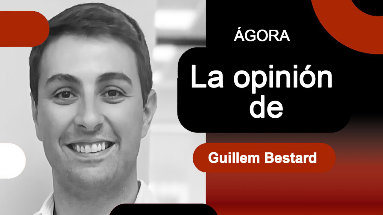 Retrato de Guillem Bestard en un diseño gráfico moderno.