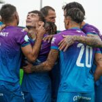 Jugadores del Atlético Baleares celebrando un gol en el Estadi Balear