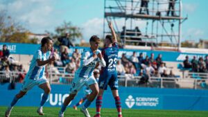 Jugadores del Atlético Baleares celebrando un gol en el derbi contra Poblense