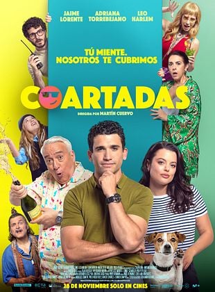 Cartel de la película Coartadas con personajes en situaciones cómicas.