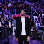 Álex Abrines recibiendo homenaje en el Palau Blaugrana