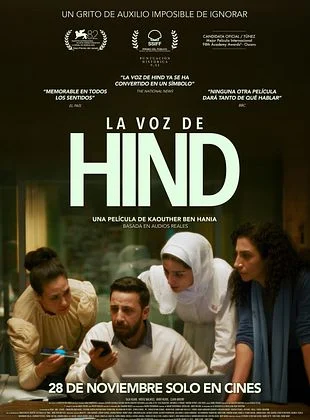 Cartel de la película La voz de Hind con actores principales