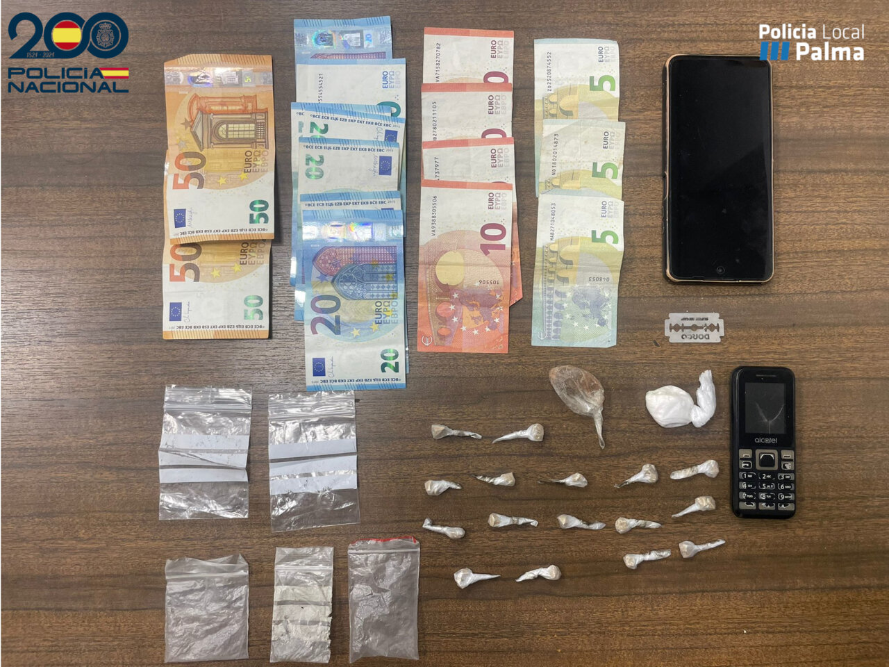 Dinero y drogas incautadas en un operativo policial en Son Gotleu