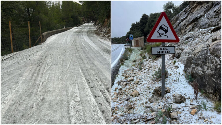 Mallorca amanece teñida de blanco: jornada marcada por el frío y el granizo