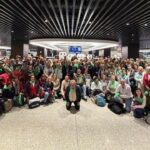 Grupo de mallorquines en el aeropuerto antes de viajar a Roma