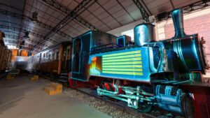 Locomotora histórica en el Museu del Ferrocarril de Mallorca