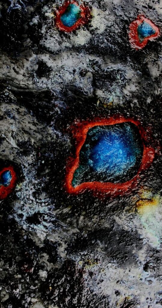 Obra abstracta de arte con colores vibrantes de Toni Coll