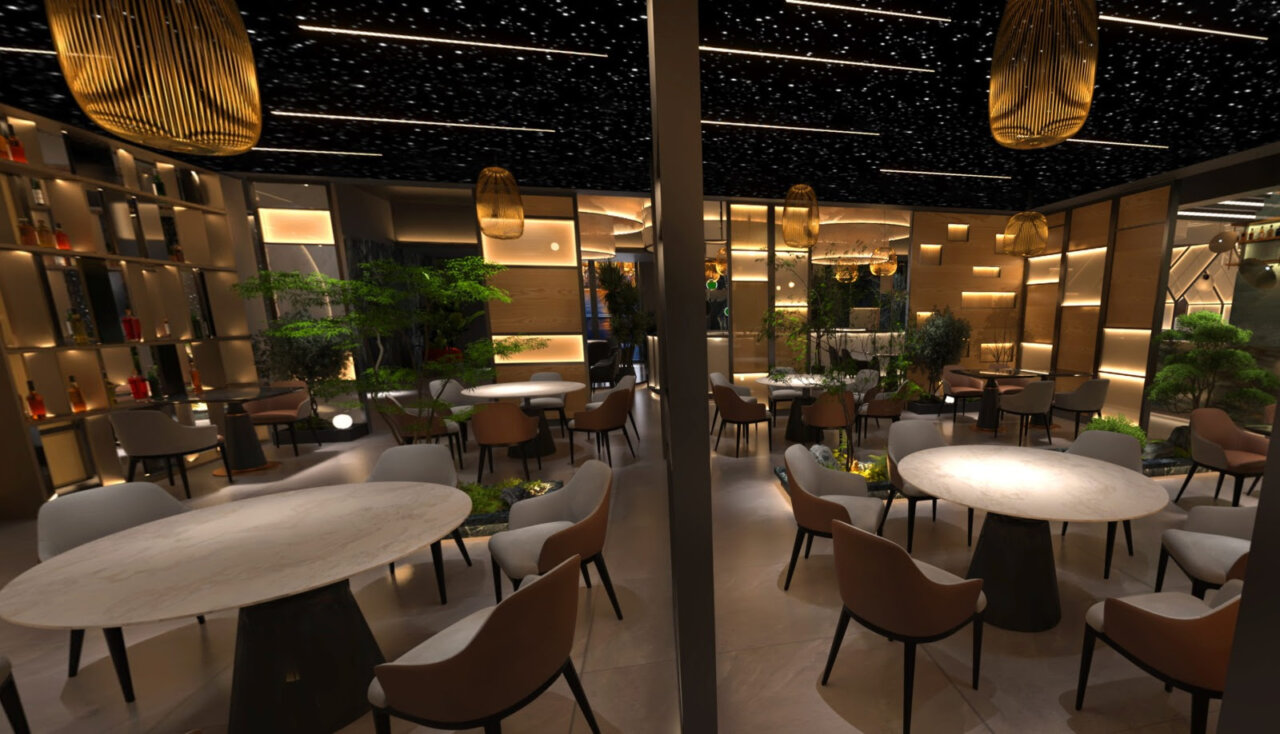 Interior moderno del restaurante Toki Sushi en Palma