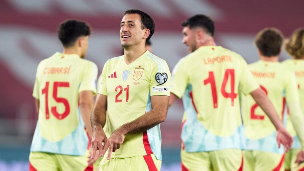 Jugadores de la selección española celebrando un gol en un partido