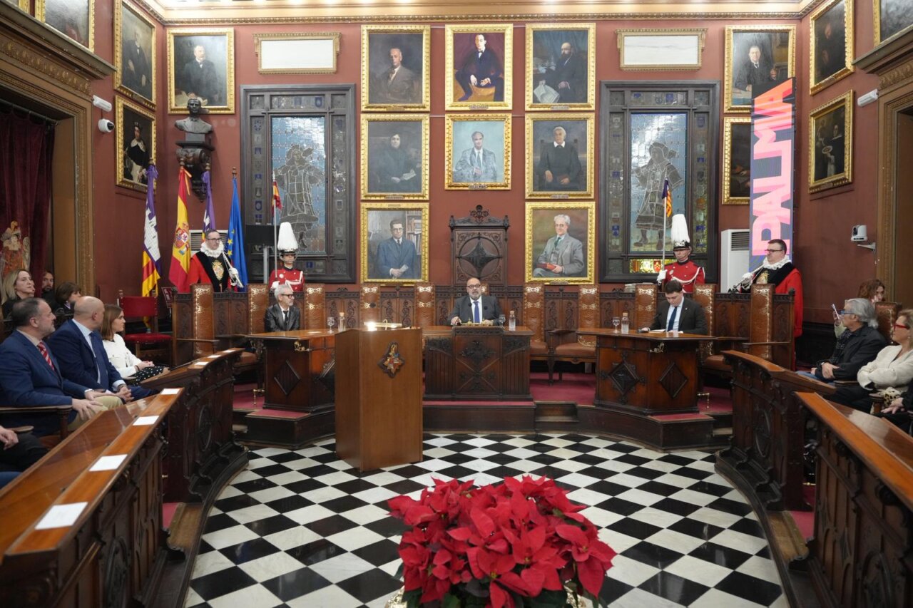 Pep Llamb&iacute;as durante su preg&oacute;n en el Ayuntamiento de Palma