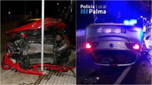 Fin de semana negro en Palma: 23 accidentes, 13 de ellos con el alcohol como protagonista