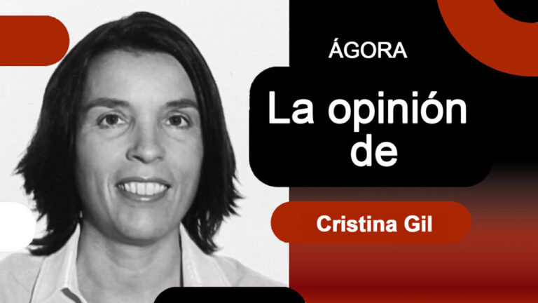 Cristina Gil en el programa Ágora discutiendo su opinión.