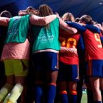 Jugadoras de la selección española celebrando su victoria en la Nations League