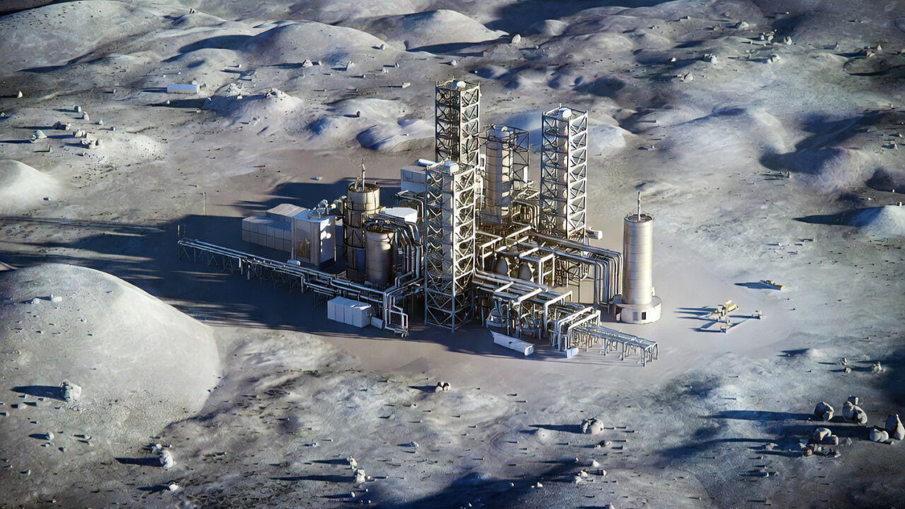 Representaci&oacute;n de una central el&eacute;ctrica en la Luna construida por Rusia