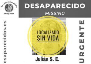 Cartel de aviso sobre Juli&aacute;n S. E. desaparecido en Palma.
