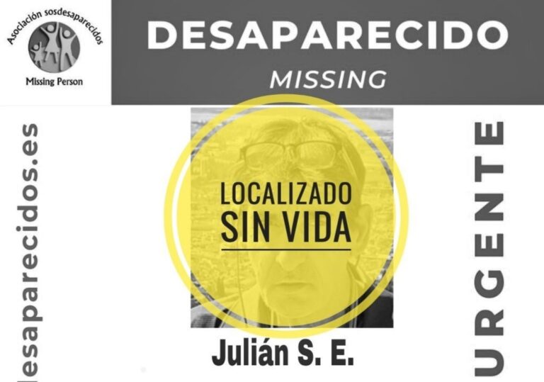 Cartel de aviso sobre Juli&aacute;n S. E. desaparecido en Palma.