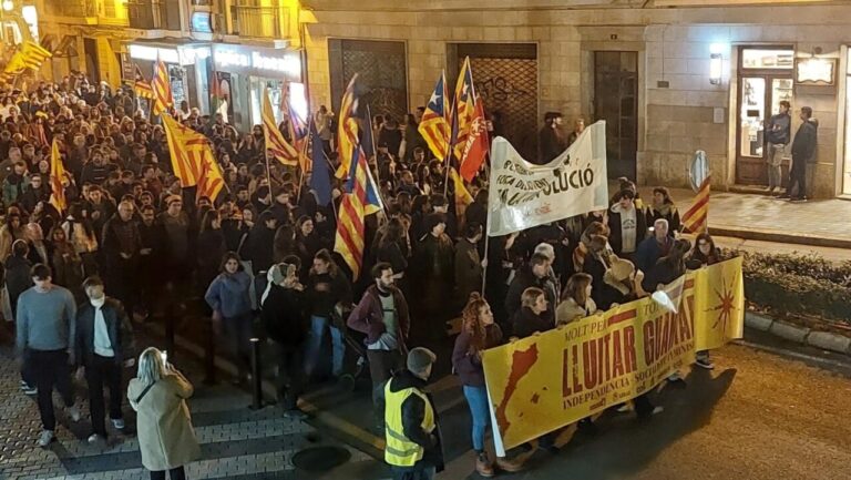 Manifestaci&oacute;n en Palma con banderas y pancartas por la autodeterminaci&oacute;n