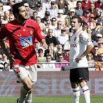 Dani Güiza celebrando un gol con el RCD Mallorca en Mestalla