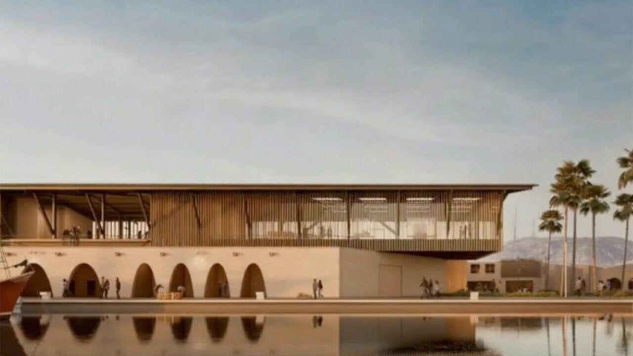 Vista del nuevo dise&ntilde;o del puerto de Palma con arquitectura moderna.