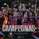 Jugadoras del FC Barcelona celebrando la victoria en la Supercopa 2026
