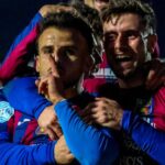 Jugadores del Poblense celebrando un gol de Nofre Riera