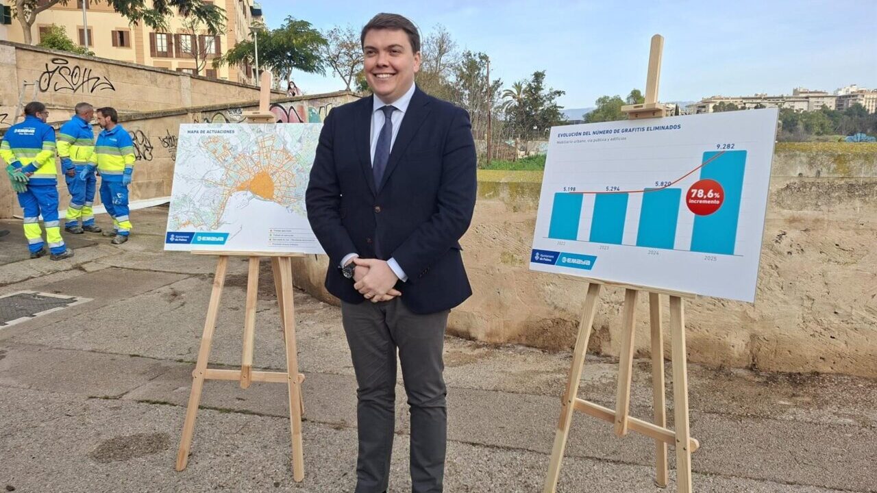 Presentaci&oacute;n de la eliminaci&oacute;n de grafitis en Palma por Emaya
