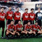 Equipo del RCD Mallorca posando en el ascenso a Primera en 1997
