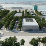 Vista a&eacute;rea del plan maestro del puerto de Palma con vegetaci&oacute;n y edificios