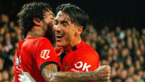 Jugadores del RCD Mallorca celebrando un gol en el estadio