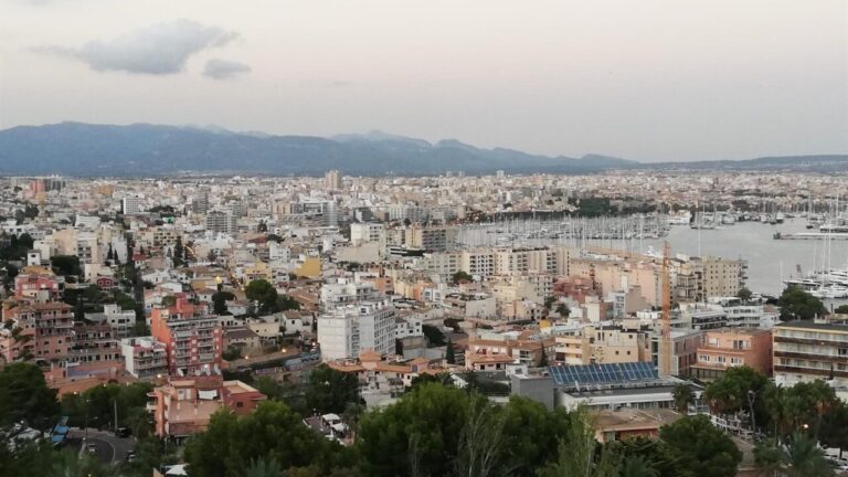 Panor&aacute;mica de la ciudad de Palma con edificios y mar