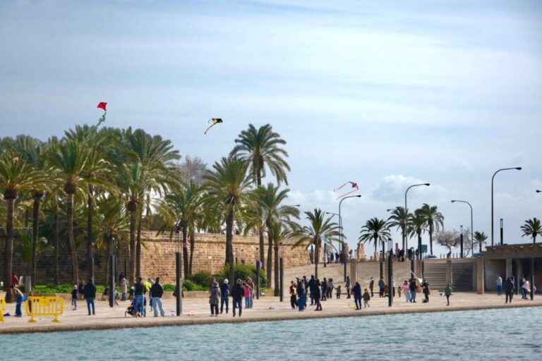 Personas volando cometas en el Parc de la Mar en Palma