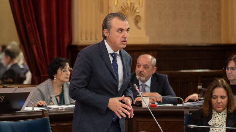 Un pol&iacute;tico hablando en el Parlamento durante una sesi&oacute;n