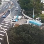 Un cami&oacute;n hormigonera pierde su carga y bloquea la V&iacute;a de Cintura