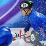 Kamila Sellier en el momento del accidente en el short track