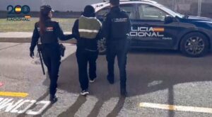 Agentes de la Polic&iacute;a Nacional deteniendo a un sospechoso en Manacor