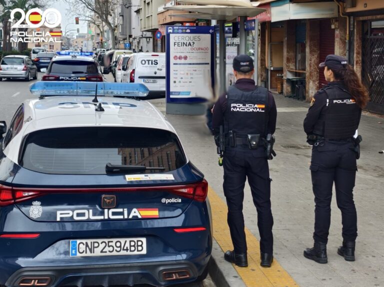Agentes de la Policía Nacional en Palma durante una detención.