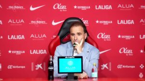 Jagoba Arrasate en conferencia de prensa de despedida en RCD Mallorca