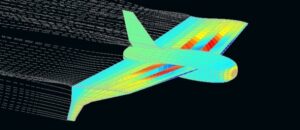 Modelo de dron de Luar Avionics en simulaci&oacute;n de flujo de aire