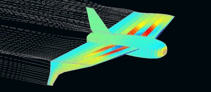 Modelo de dron de Luar Avionics en simulaci&oacute;n de flujo de aire