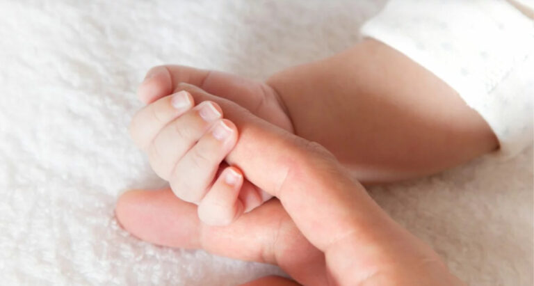 Mano de un beb&eacute; sosteniendo la mano de un adulto