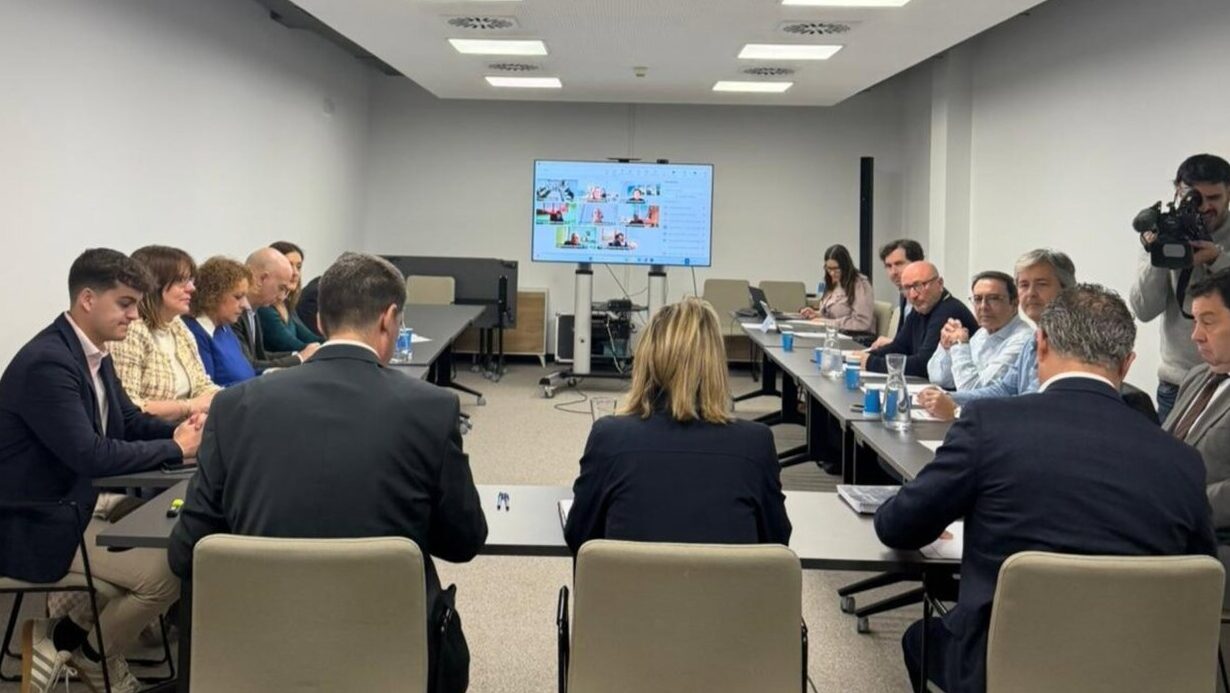 Reuni&oacute;n de la Mesa del Pacto por la Sostenibilidad con participantes en una sala