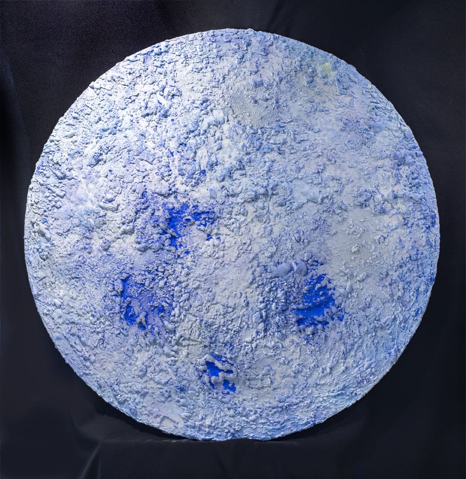 Obra abstracta de Emanuel Navarro D'Garem en tonos azules y texturas
