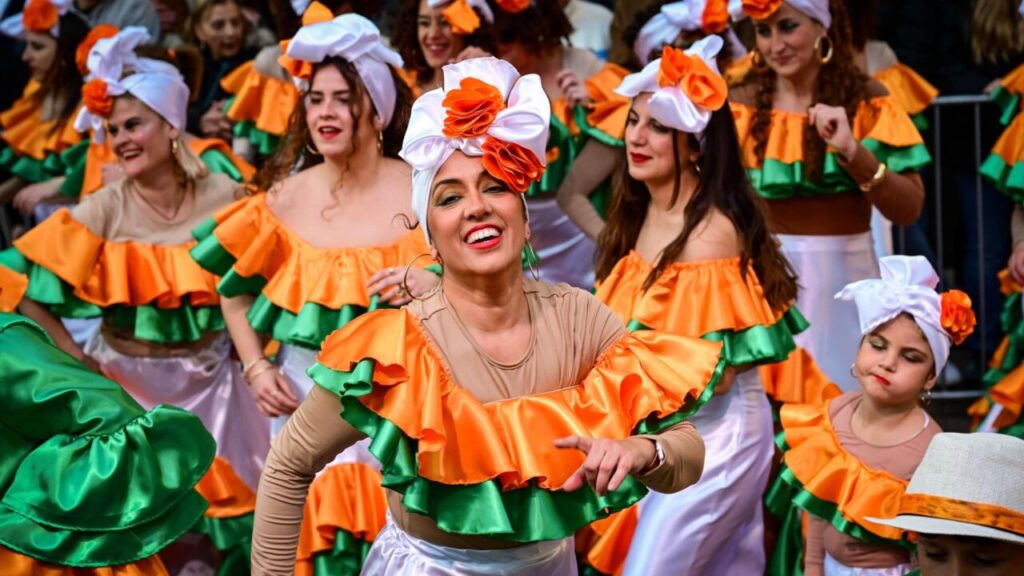 Grupo de mujeres bailando en el carnaval de Sa Rua 2026 en Palma
