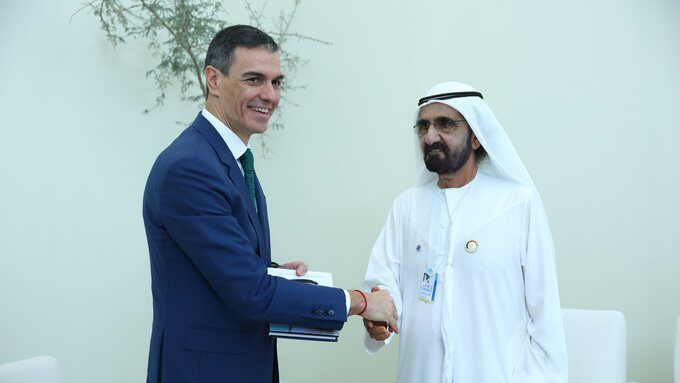 Pedro S&aacute;nchez y el jeque de Dub&aacute;i durante la Cumbre Mundial de los Gobiernos