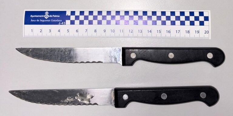 Dos cuchillos de cocina utilizados en una amenaza en Palma