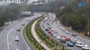 Retenciones en la autopista Ma-1 hacia Andratx debido a obras