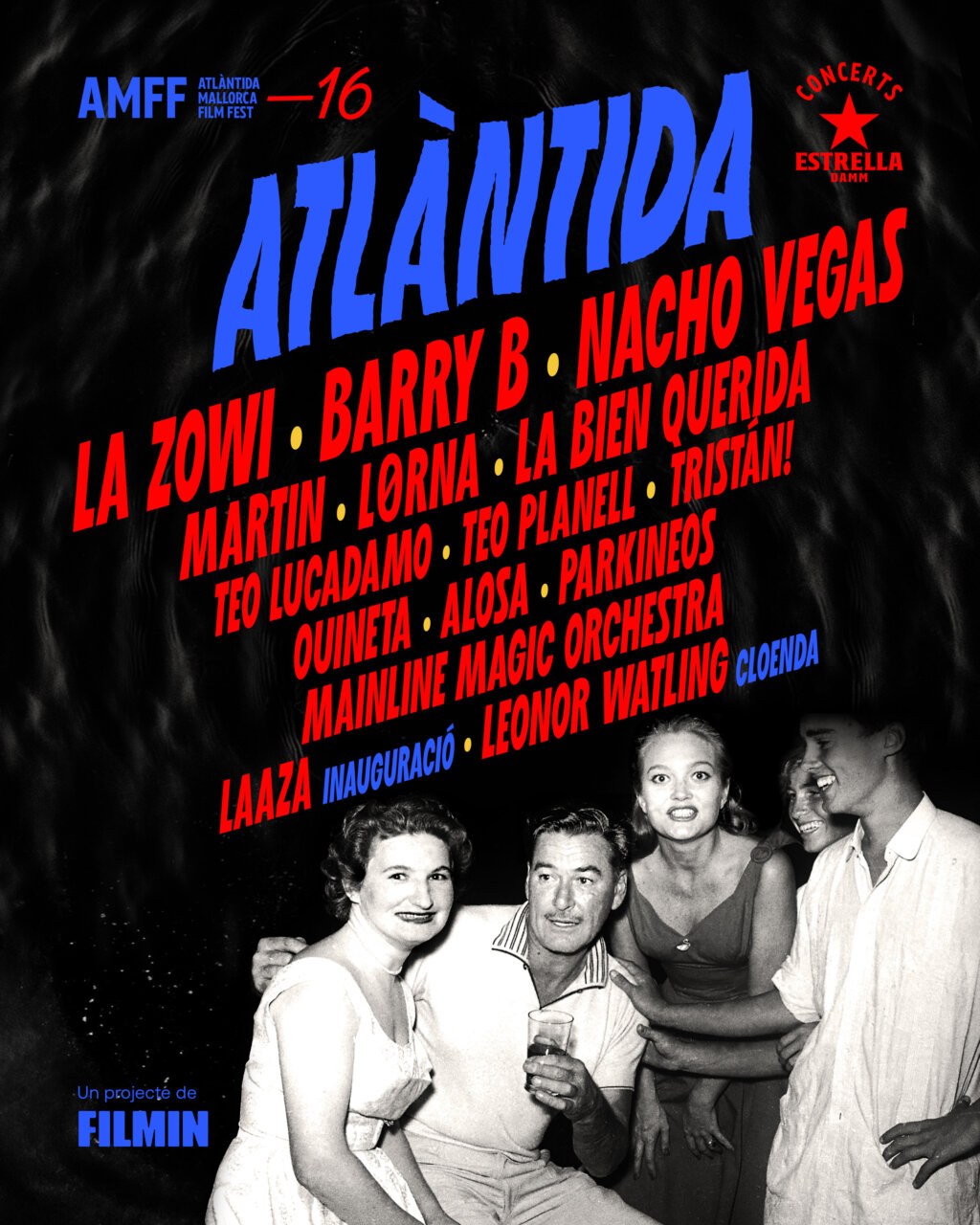 Cartel del Atlàntida Mallorca Film Fest 2026 con artistas destacados.
